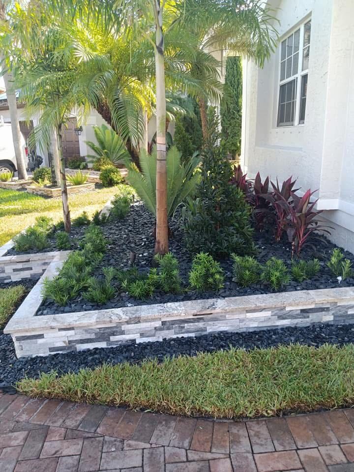 Paver edging & tropical bed